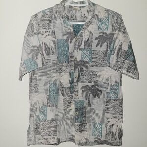 Vintage Go Barefoot Short Sleeve Button Up Shirt Men's Size Small Palm Trees